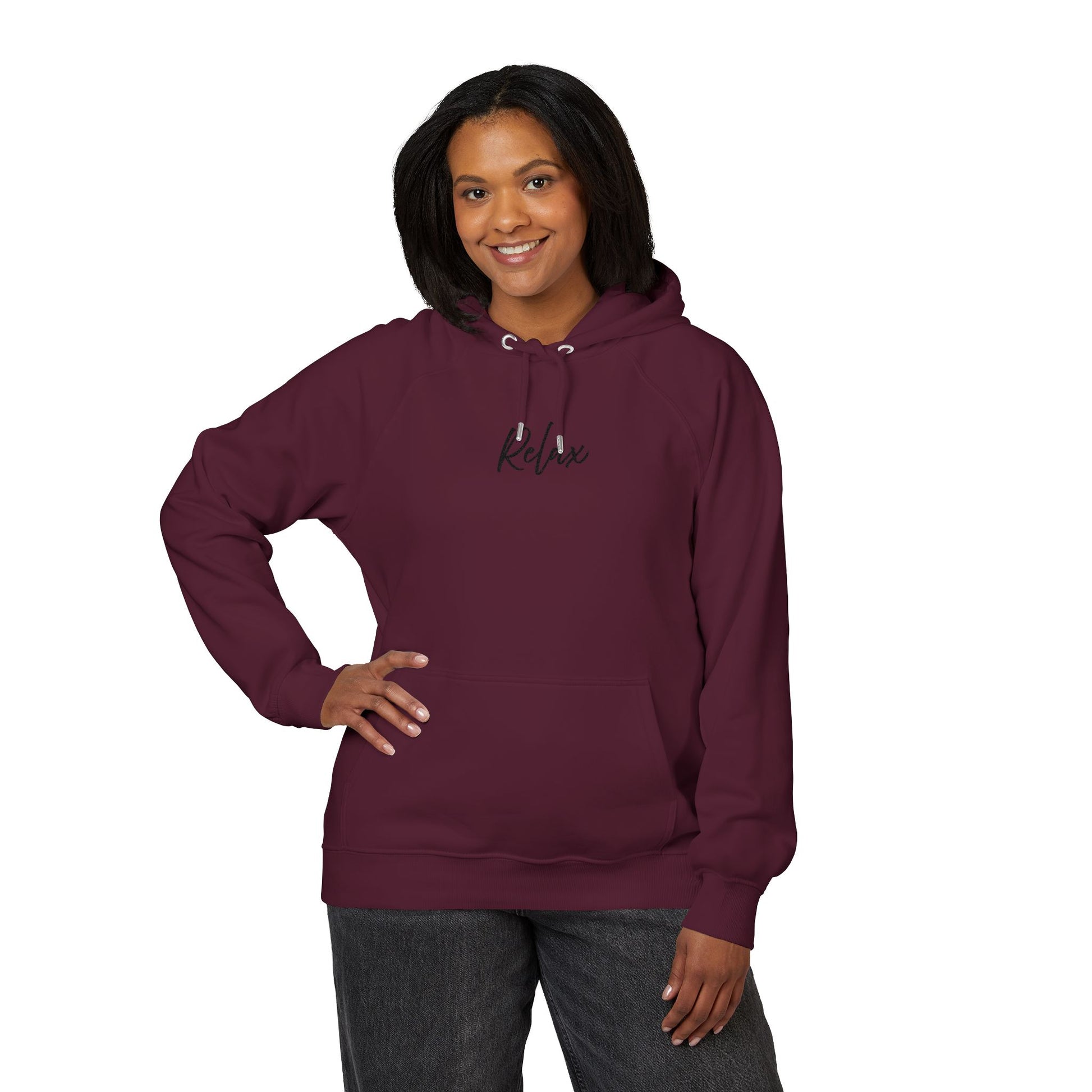 Relax Hoodie - Cozy and Sustainable Men-Women Raglan Hoodie with Embroidery Details