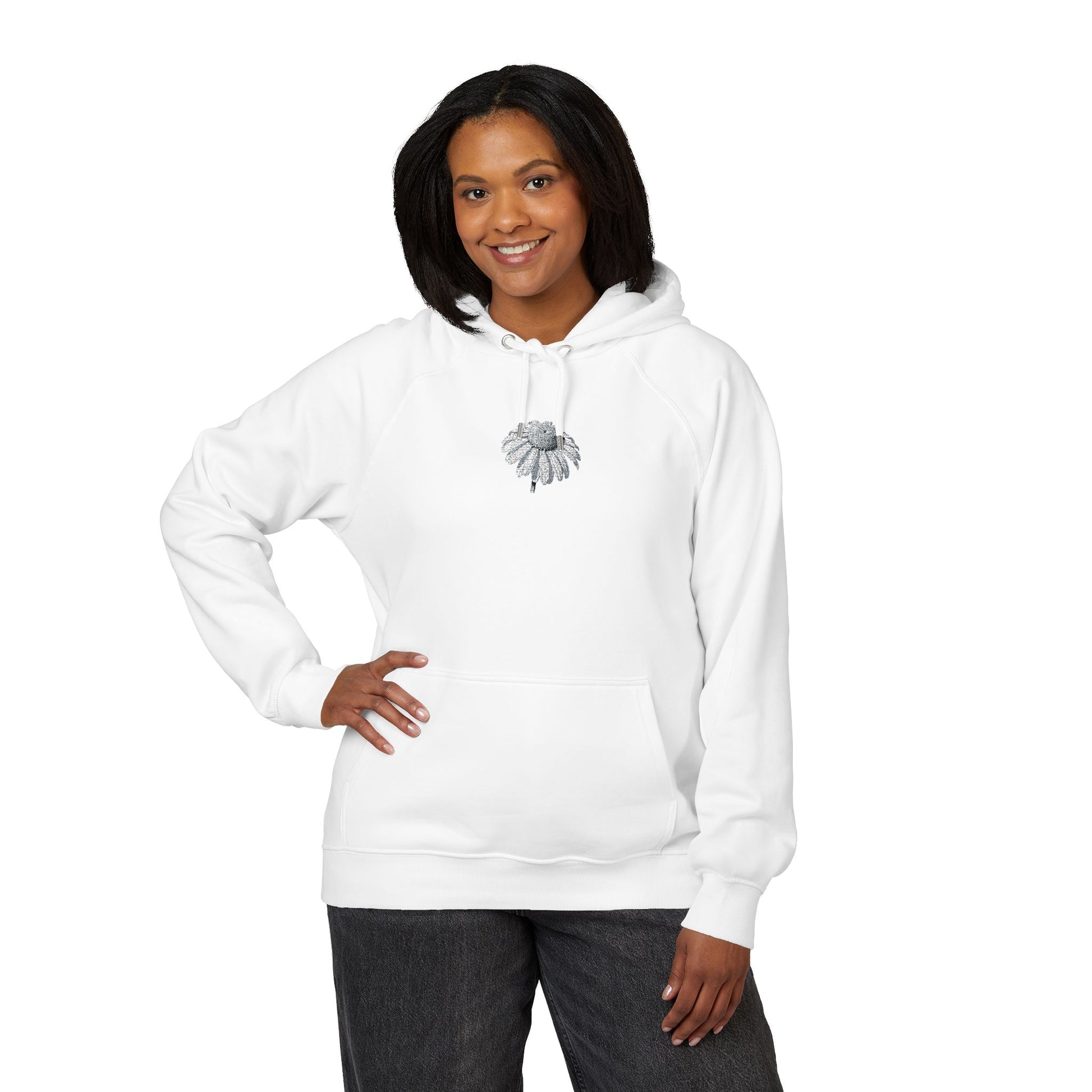 Women Raglan Hoodie with Daisy Embroidery Details