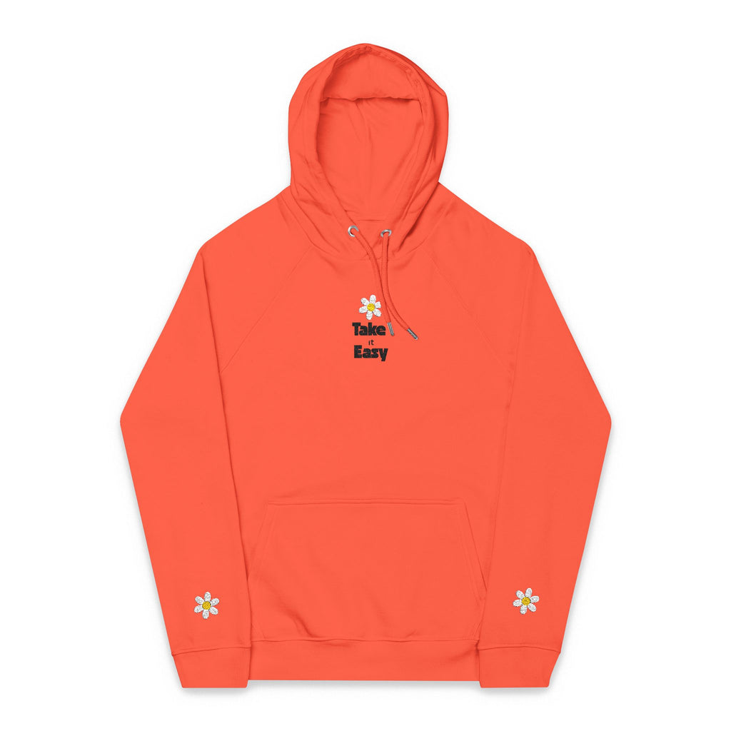 Take it Easy Hoodie Raglan Hoodie with Embroidery Details
