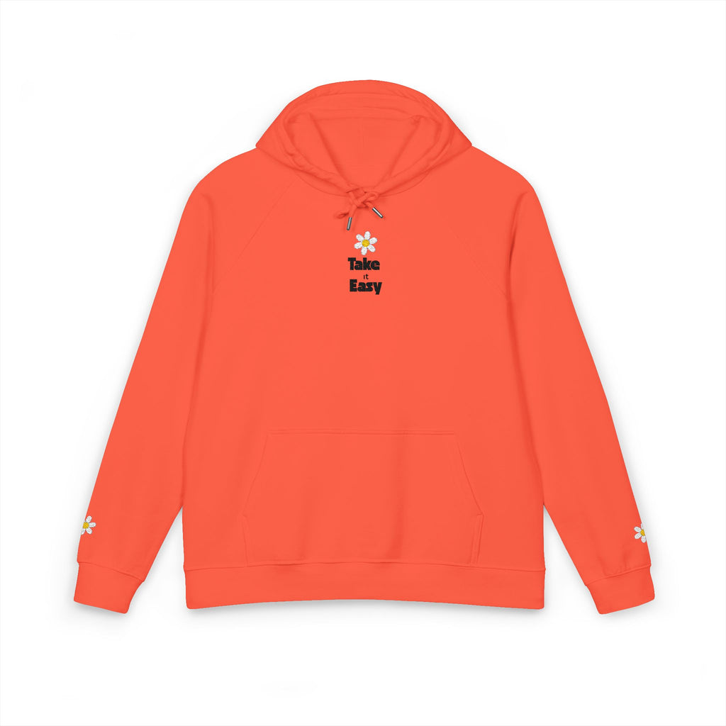 Take it Easy Hoodie Raglan Hoodie with Embroidery Details
