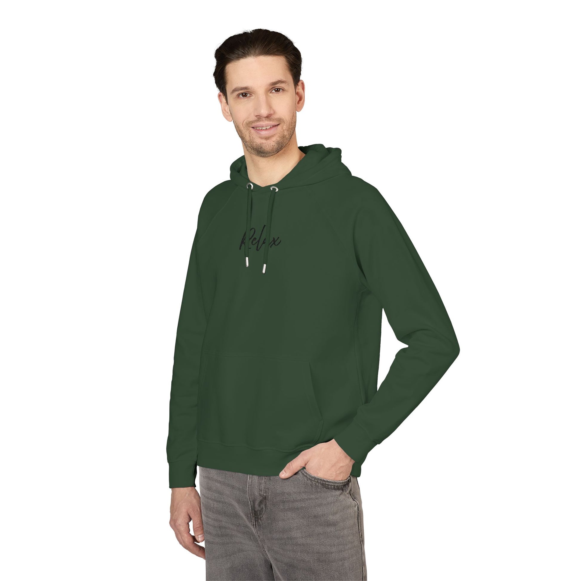 Relax Hoodie - Cozy and Sustainable Men-Women Raglan Hoodie with Embroidery Details