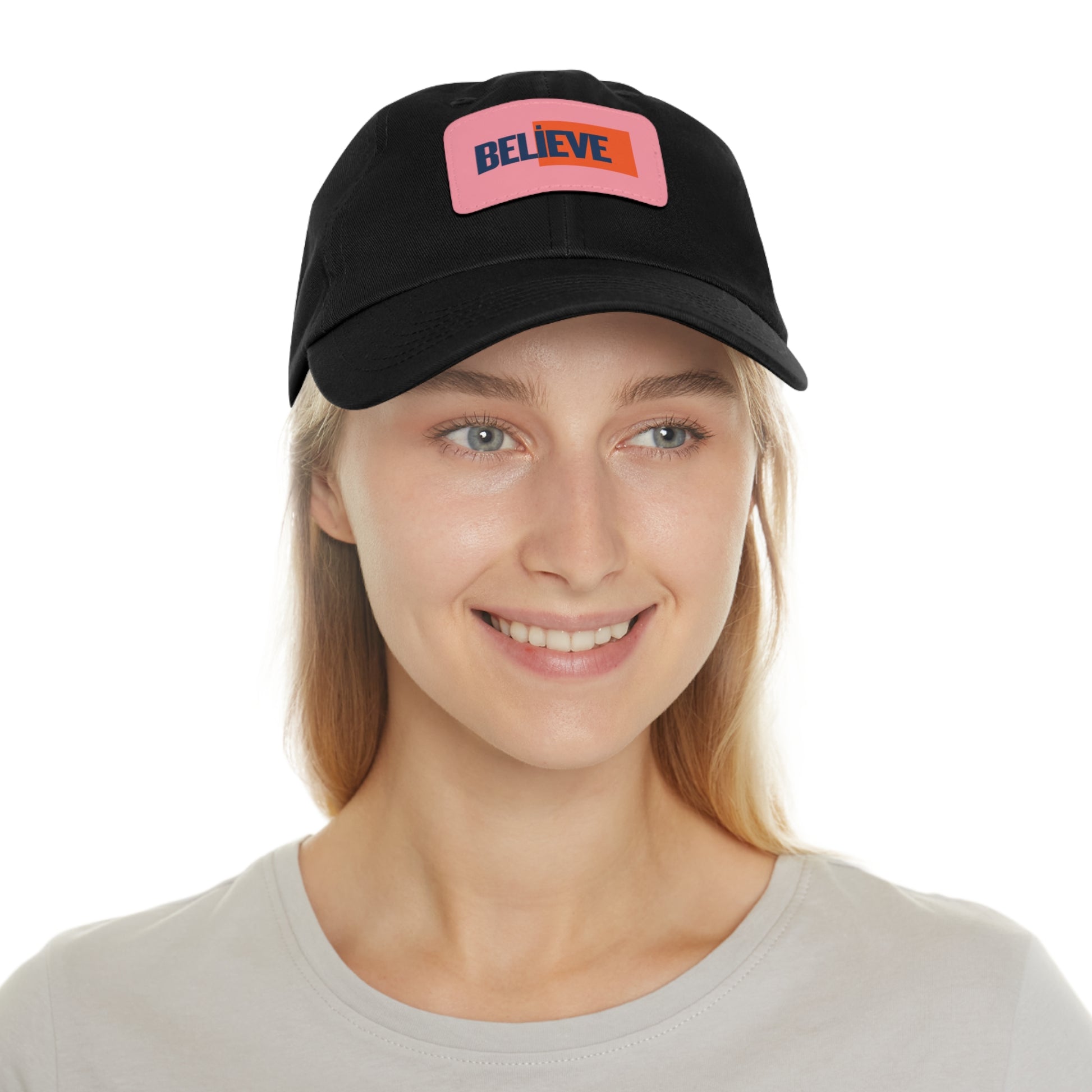 Believe Women  Hat with Leather Patch (Rectangle)