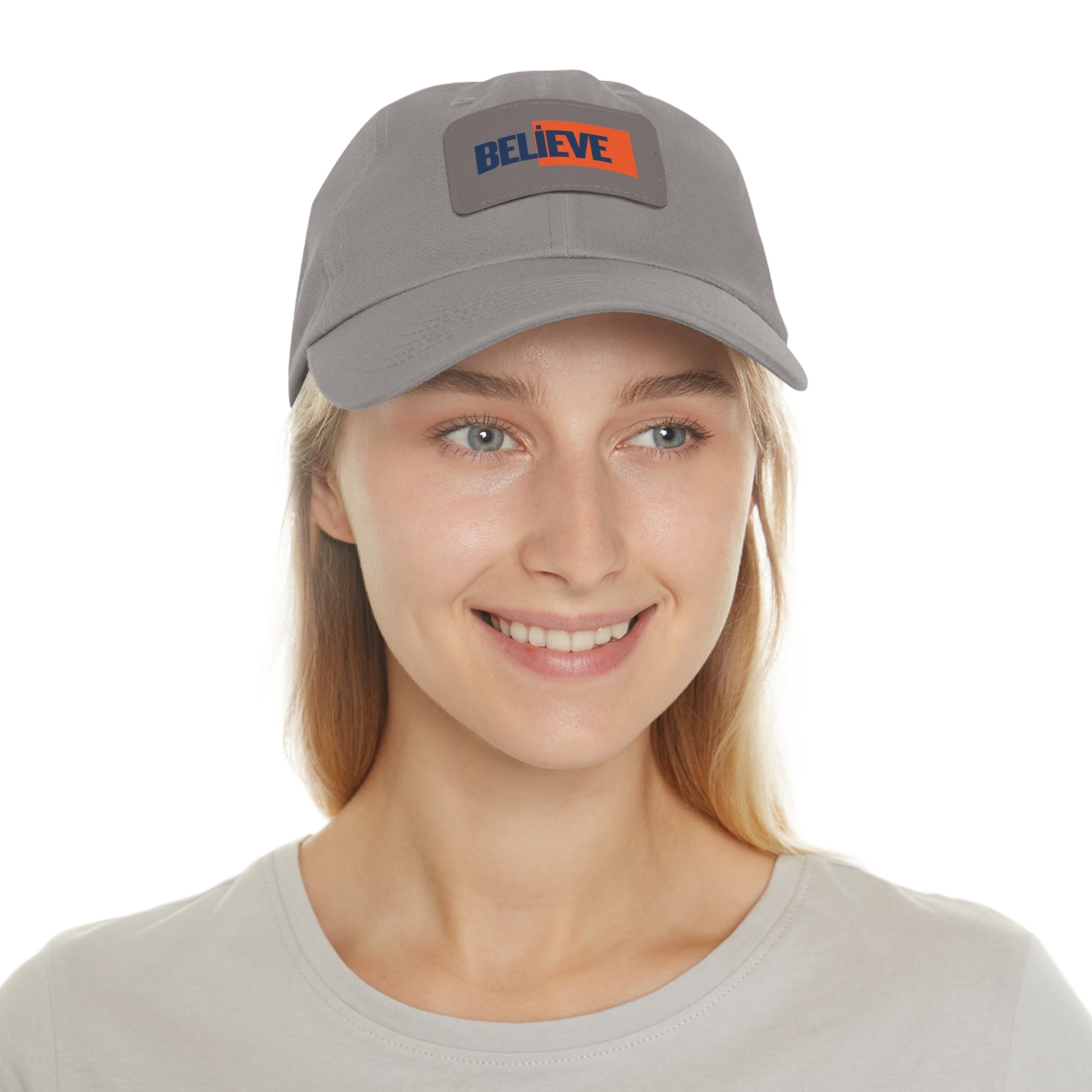 Believe Women  Hat with Leather Patch (Rectangle)