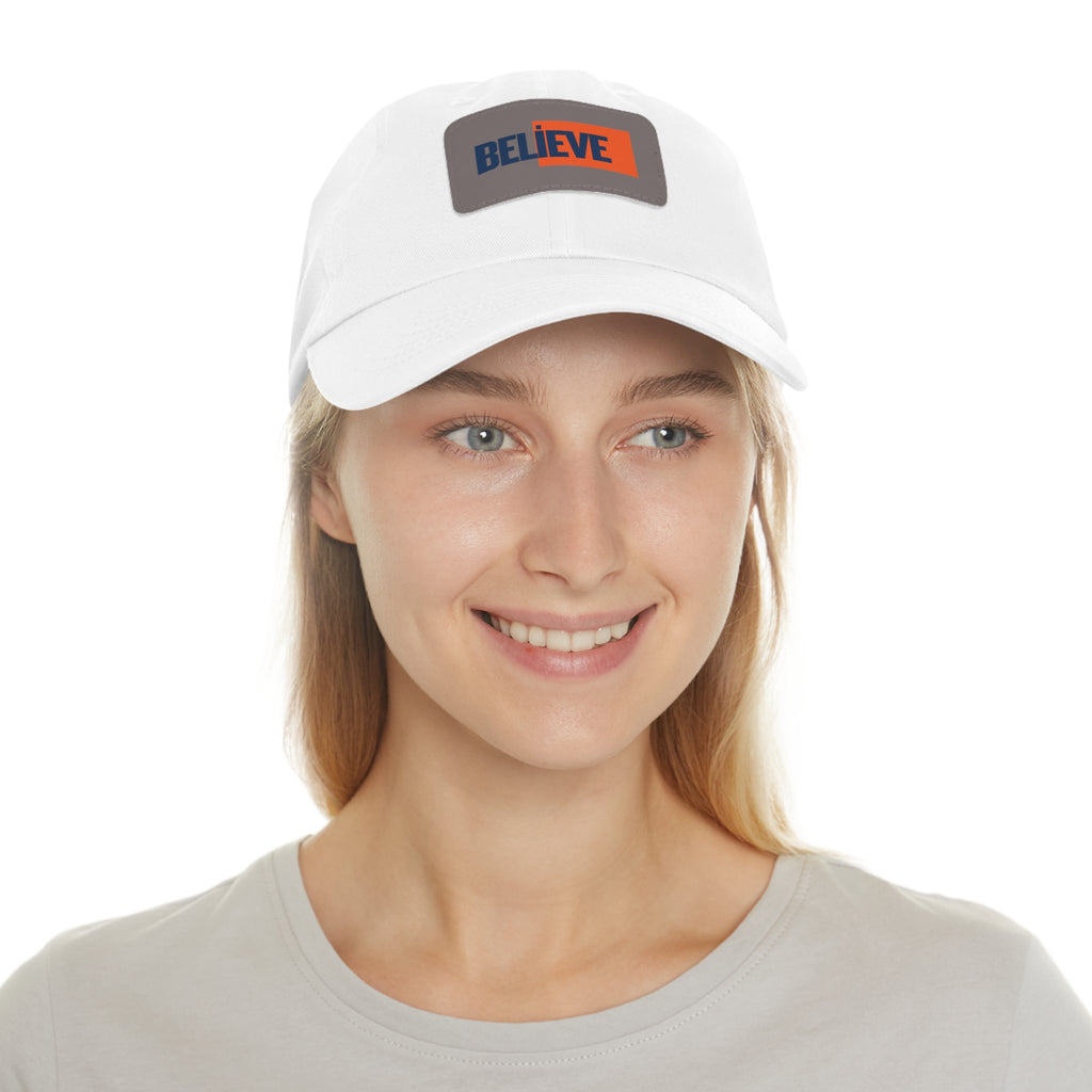 Believe Women  Hat with Leather Patch (Rectangle)