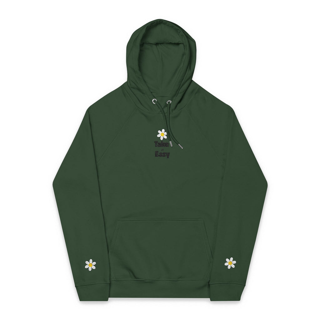 Take it Easy Hoodie Raglan Hoodie with Embroidery Details