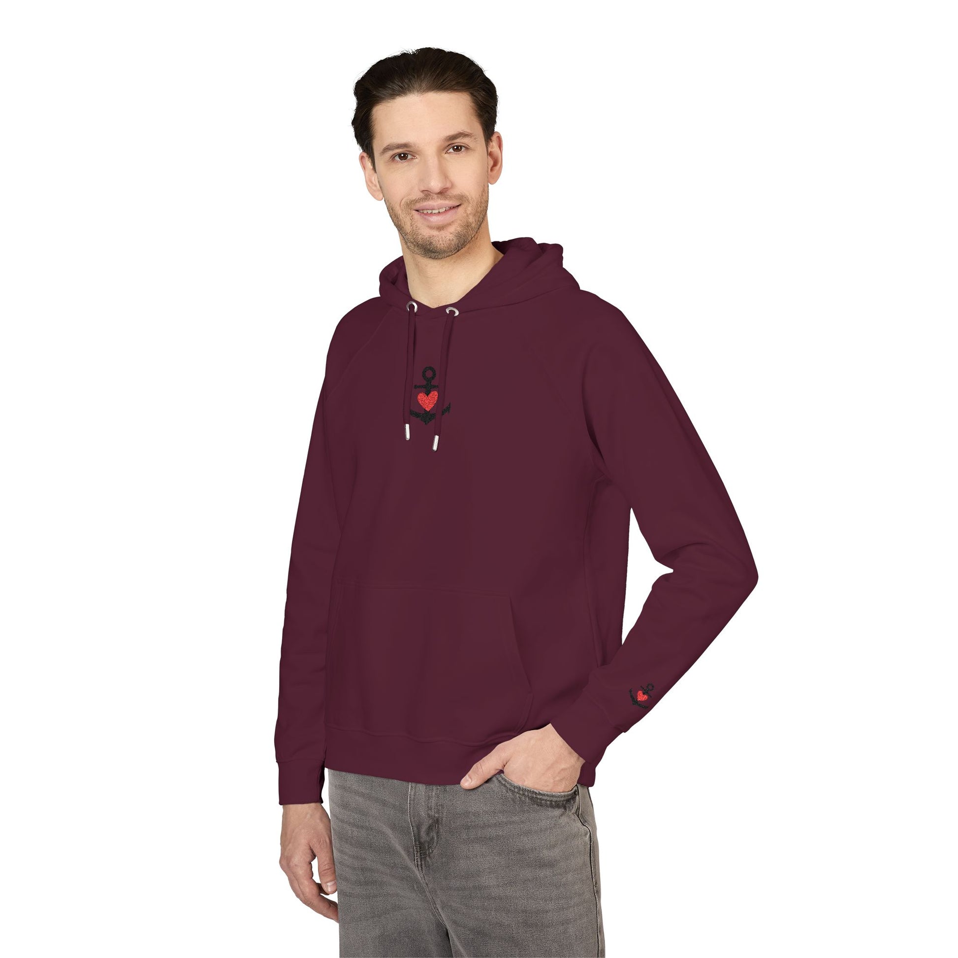 Organic Hoodie - Cozy and Sustainable Unisex Raglan Hoodie with Embroidery Details