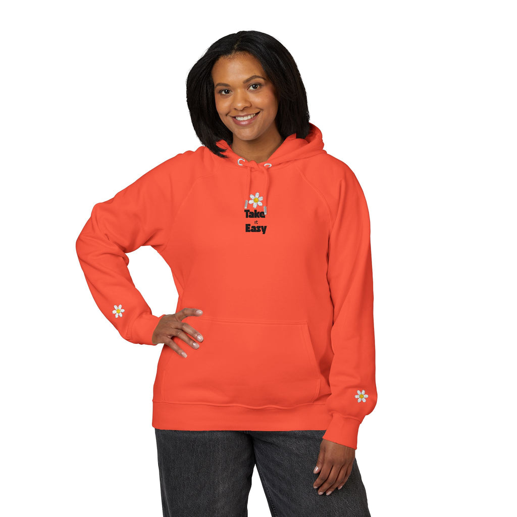 Take it Easy Hoodie Raglan Hoodie with Embroidery Details