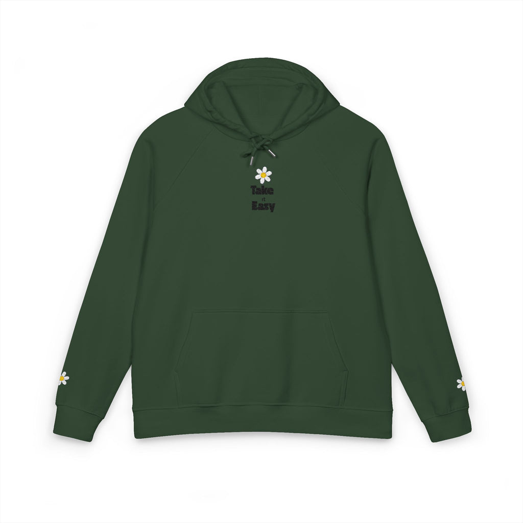 Take it Easy Hoodie Raglan Hoodie with Embroidery Details