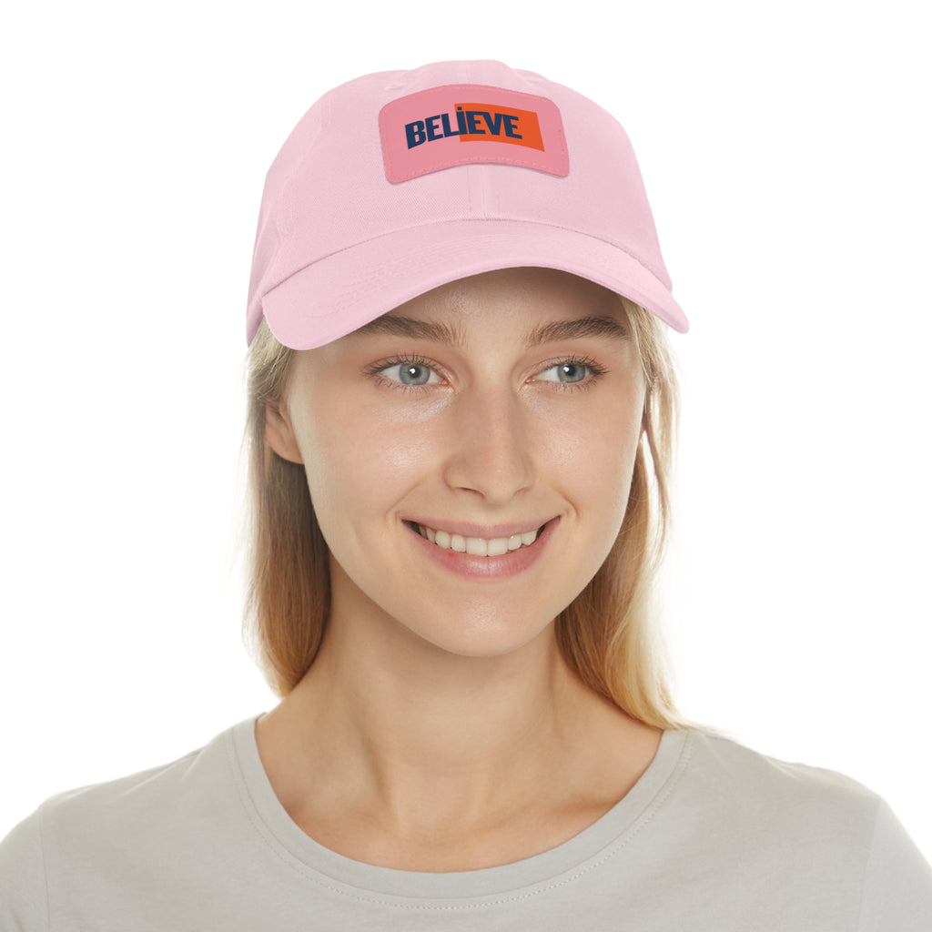 Believe Women  Hat with Leather Patch (Rectangle)