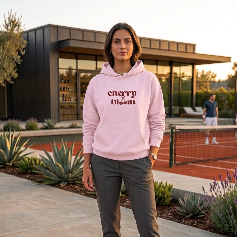 Cherry Bloom Graphic Hoodie,Premium Unisex Heavy Blend Pullover